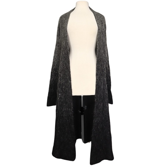 Eillen Fisher Open Front Cardigan Ombre Alpaca Blend Size Medium Gray Black - Picture 1 of 12